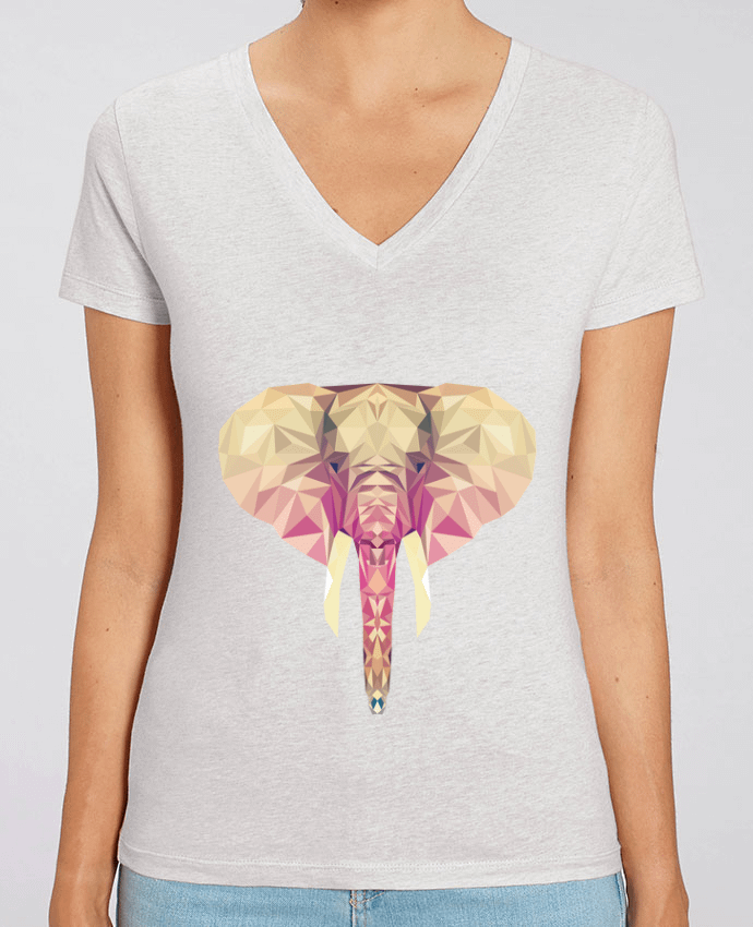 Tee Shirt Femme Col V Stella EVOKER Elefante poligonal Par  color indigo