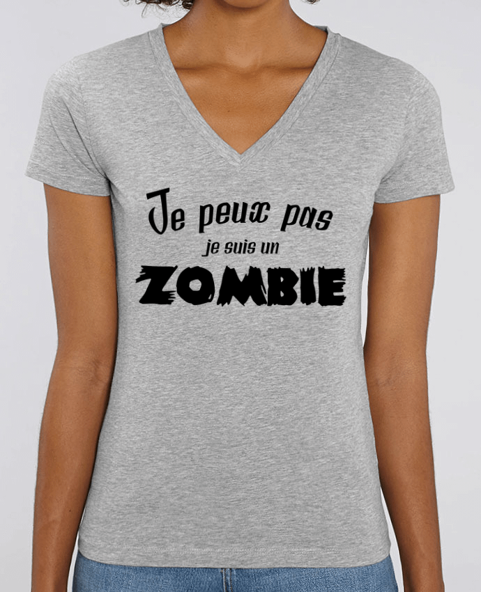 Women V-Neck T-shirt Stella Evoker Je peux pas je suis un Zombie Par  L'Homme Sandwich