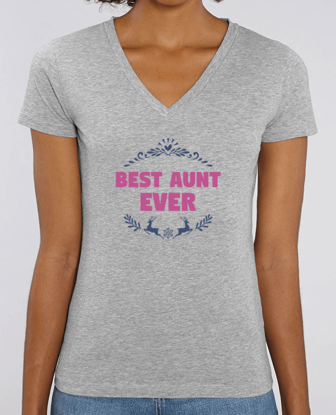 Women V-Neck T-shirt Stella Evoker Christmas - Best Aunt Ever Par  tunetoo