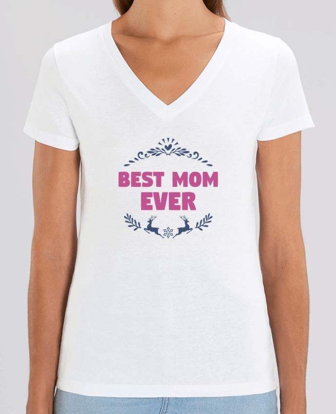 Camiseta Mujer Cuello V Stella EVOKER Christmas - Best Mom Ever Par  tunetoo