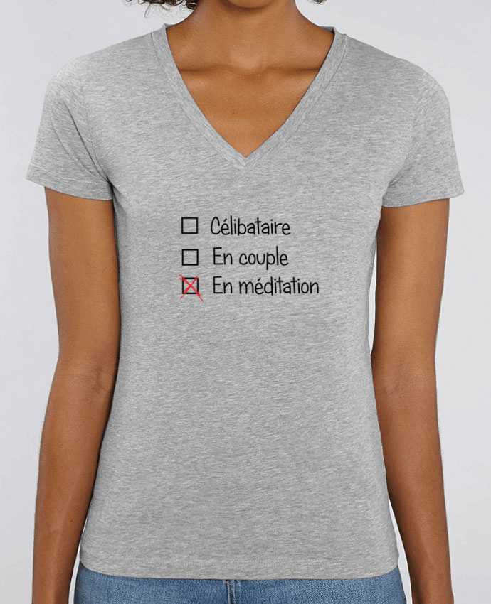 Women V-Neck T-shirt Stella Evoker Yoga - En méditation Par  tunetoo