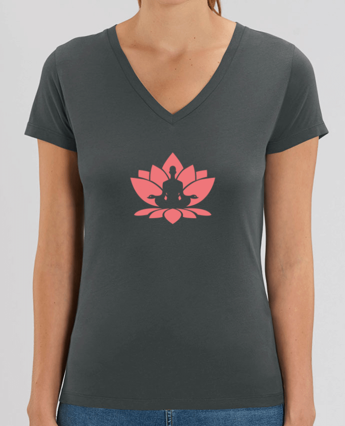 Camiseta Mujer Cuello V Stella EVOKER Yoga - Fleur méditation Par  tunetoo