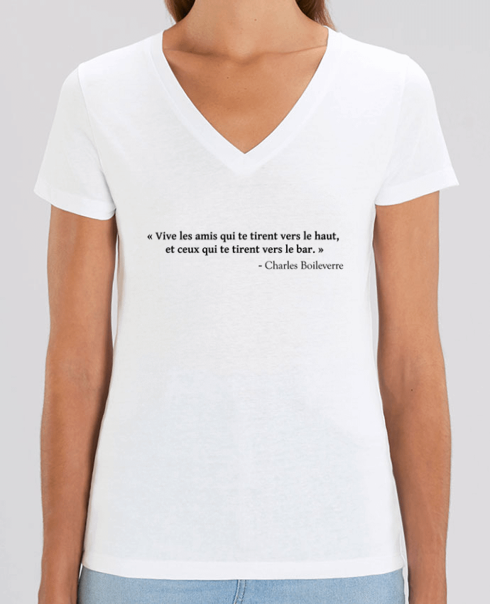 Camiseta Mujer Cuello V Stella EVOKER Citation Alcool - Tirer vers le bar Par  tunetoo