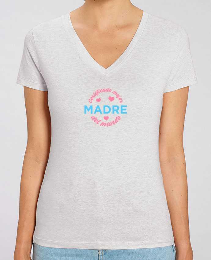 Camiseta Mujer Cuello V Stella EVOKER Certificado mejor madre del mundo Par  tunetoo