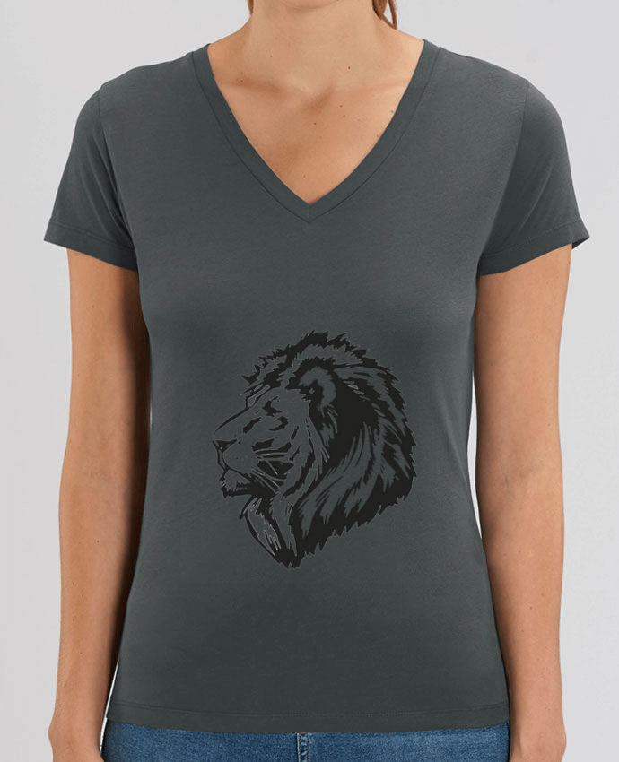Women V-Neck T-shirt Stella Evoker Proud Tribal Lion Par  Eleana