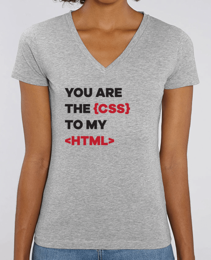 Camiseta Mujer Cuello V Stella EVOKER You are the css to my html Par  tunetoo