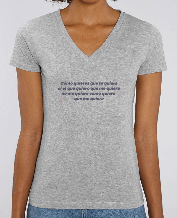 Tee Shirt Femme Col V Stella EVOKER Como quieres musica Par  tunetoo