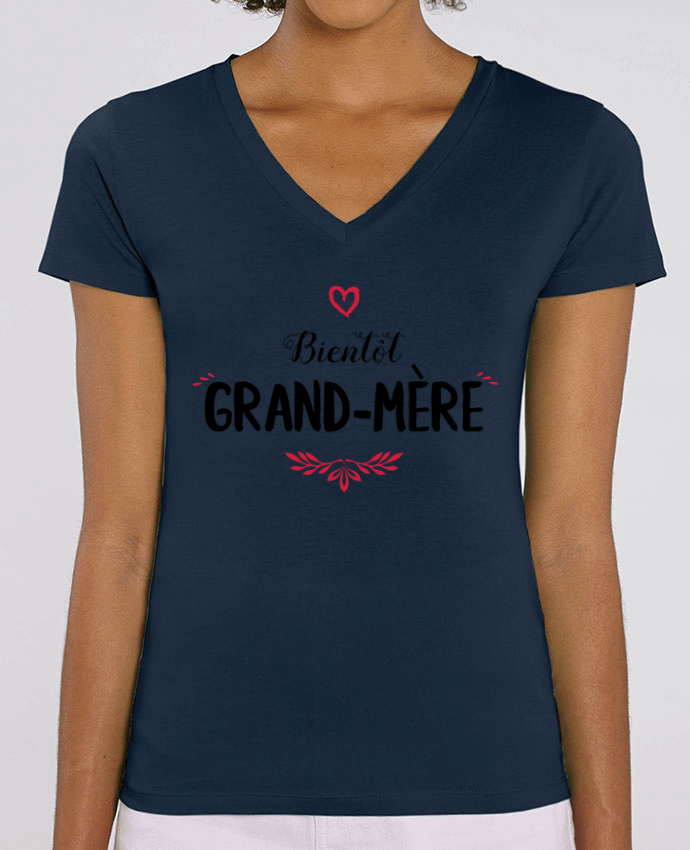 Camiseta Mujer Cuello V Stella EVOKER Bientôt grand-mère Par  tunetoo