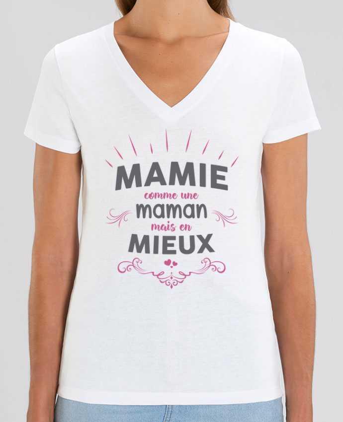 Camiseta Mujer Cuello V Stella EVOKER Mamie comme une maman mais en mieux Par  tunetoo