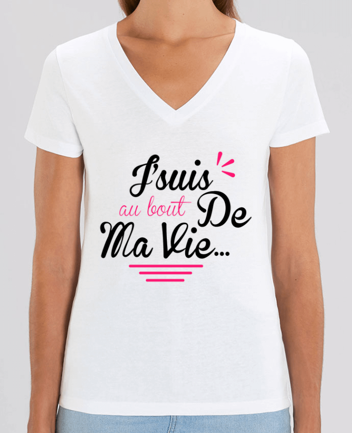 Women V-Neck T-shirt Stella Evoker j'suis au bout de ma vie Par  Milie