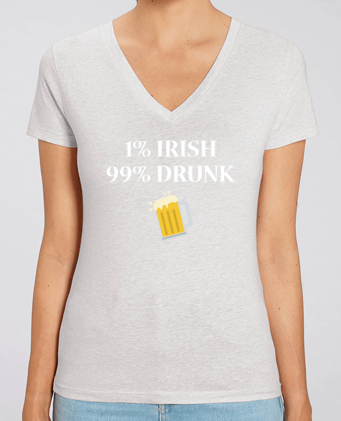 Camiseta Mujer Cuello V Stella EVOKER 1% Irish 99% Drunk Par  tunetoo