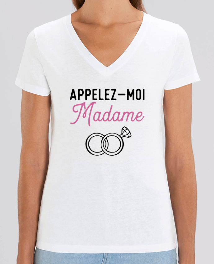 Tee Shirt Femme Col V Stella EVOKER Appelez moi madame mariage evjf Par  Original t-shirt