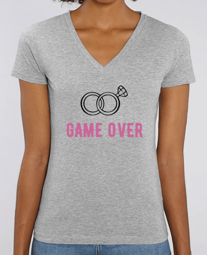 Tee Shirt Femme Col V Stella EVOKER Game over mariage evjf Par  Original t-shirt