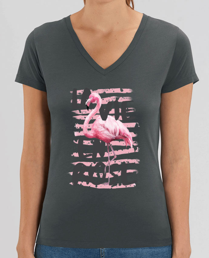 Camiseta Mujer Cuello V Stella EVOKER La vie en rose Par  tunetoo