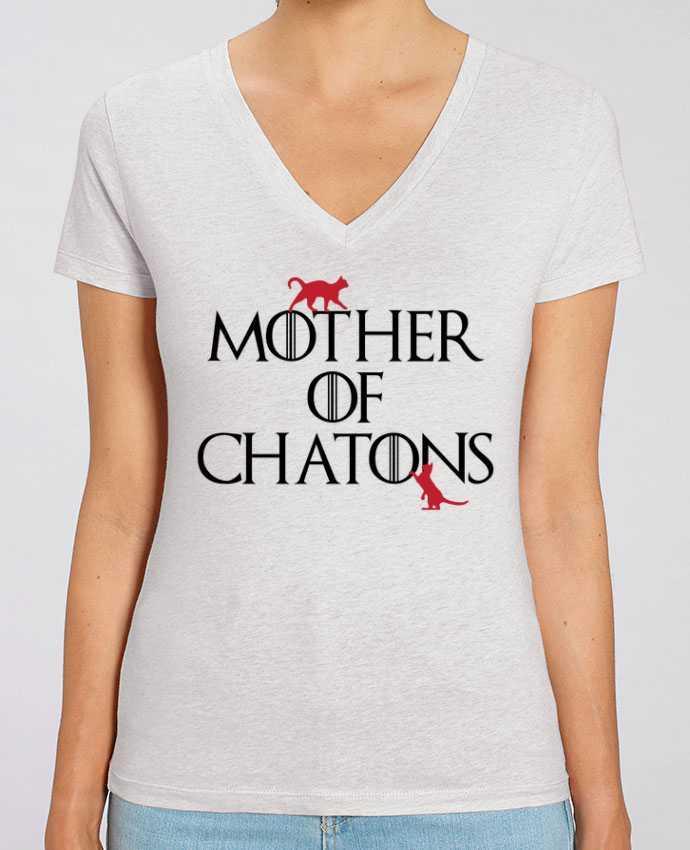 Camiseta Mujer Cuello V Stella EVOKER Mother of chatons Par  tunetoo