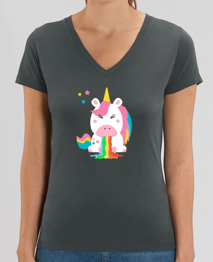 Women V-Neck T-shirt Stella Evoker Unicorn Par  tunetoo