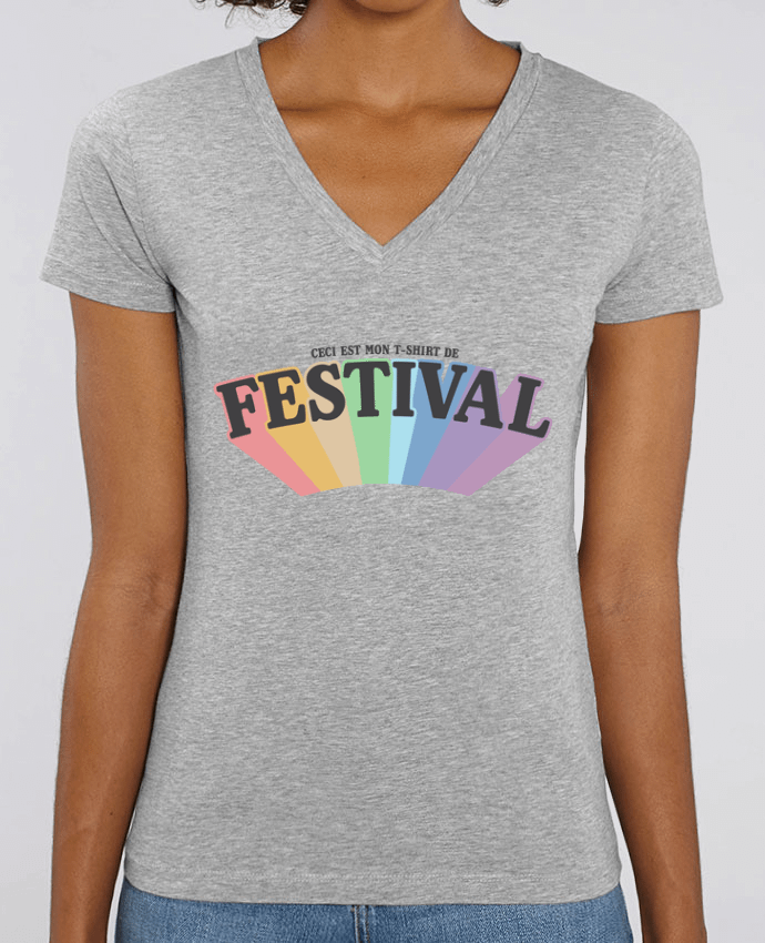 Women V-Neck T-shirt Stella Evoker Ceci est mon t-shirt de festival Par  tunetoo