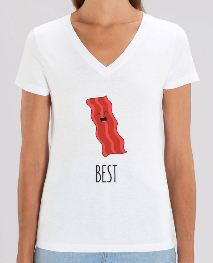 Camiseta Mujer Cuello V Stella EVOKER BFF - Bacon and egg 1 Par  tunetoo