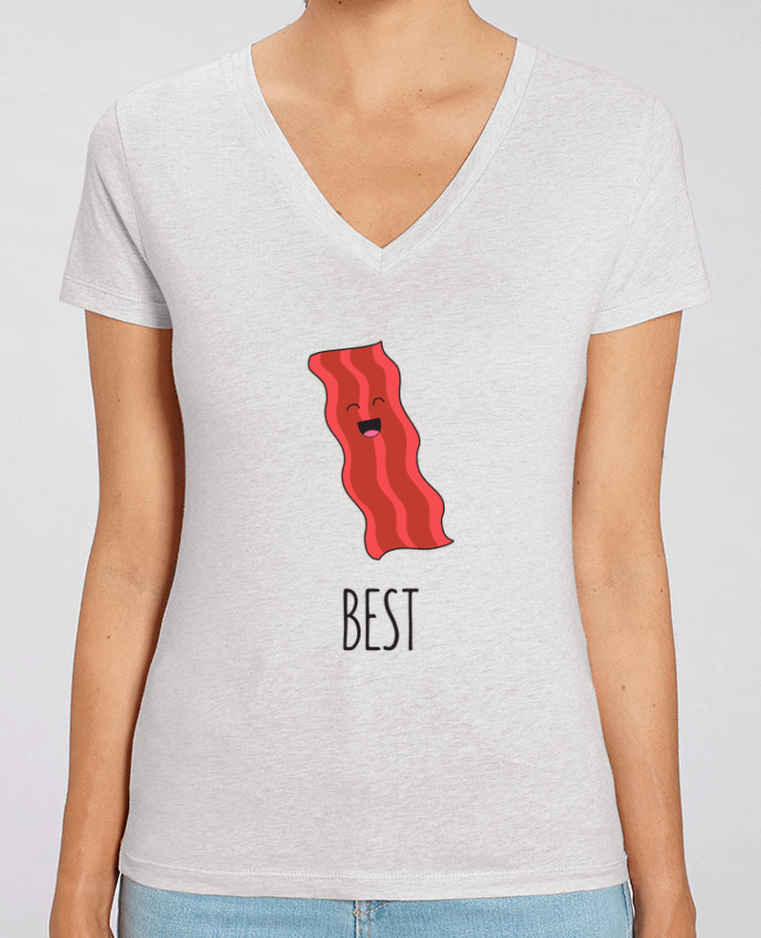 Camiseta Mujer Cuello V Stella EVOKER BFF - Bacon and egg 1 Par  tunetoo