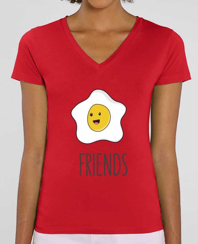 Women V-Neck T-shirt Stella Evoker BFF - Bacon and egg 2 Par  tunetoo