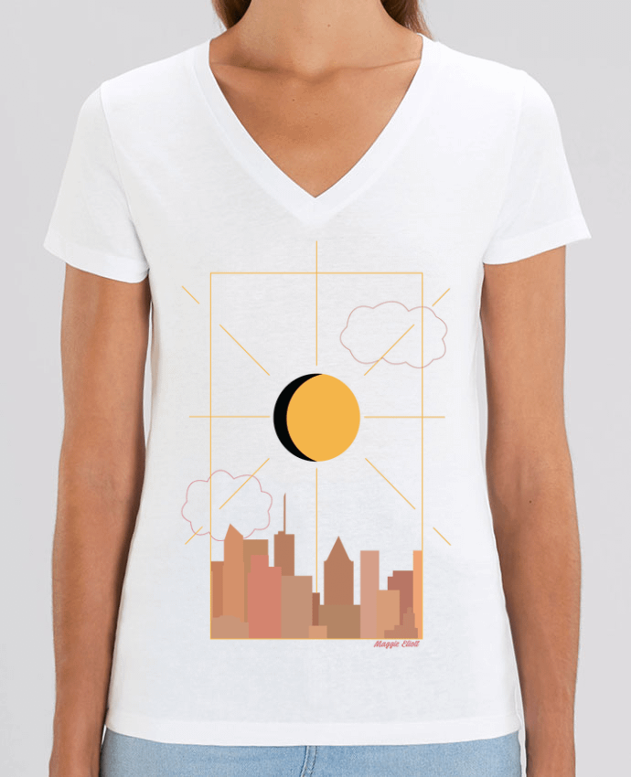 Camiseta Mujer Cuello V Stella EVOKER Ville abstraite Par  Maggie E.