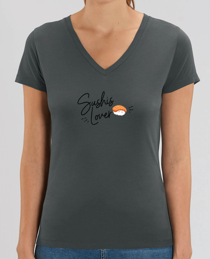 Women V-Neck T-shirt Stella Evoker Sushis Lover Par  Nana