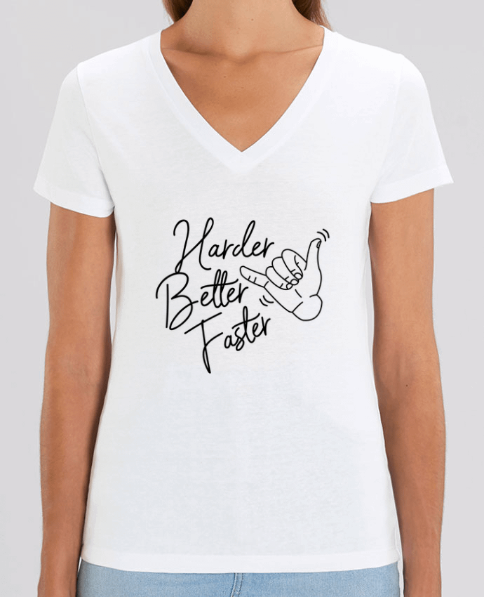 Camiseta Mujer Cuello V Stella EVOKER Harder Better Faster Par  Nana