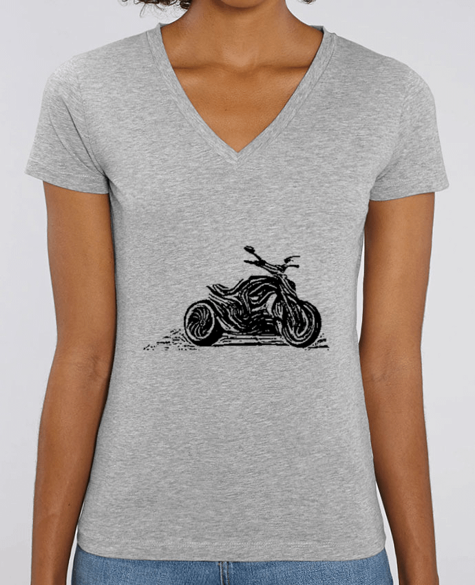 Camiseta Mujer Cuello V Stella EVOKER moto Par  JE MO TO