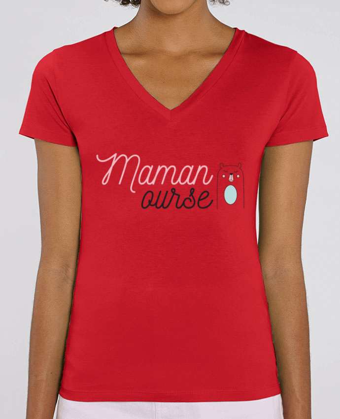 Camiseta Mujer Cuello V Stella EVOKER Maman ourse Par  tunetoo