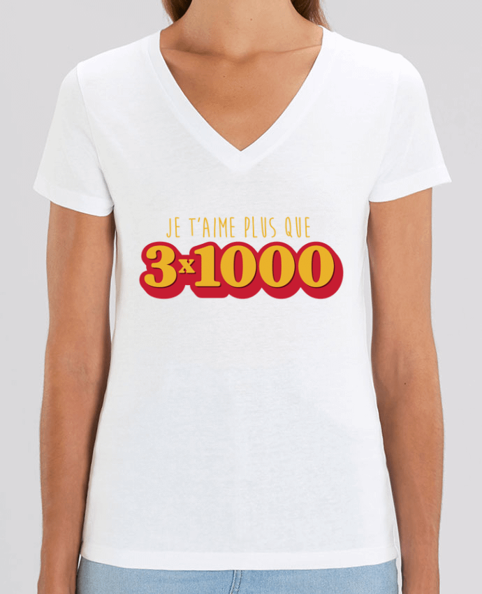 Women V-Neck T-shirt Stella Evoker Je t'aime plus que 3 x 1000 - Avengers Par  tunetoo