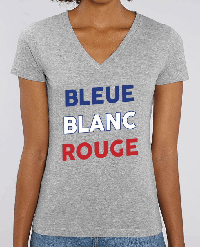 Camiseta Mujer Cuello V Stella EVOKER Bleue Blanc Rouge Par  tunetoo