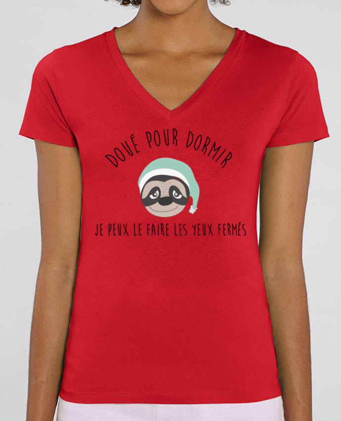 Women V-Neck T-shirt Stella Evoker Doué pour dormir Par  jorrie