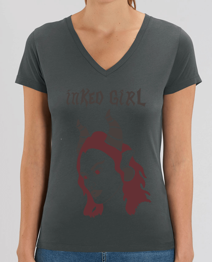 Women V-Neck T-shirt Stella Evoker inked girl Par  Yazz
