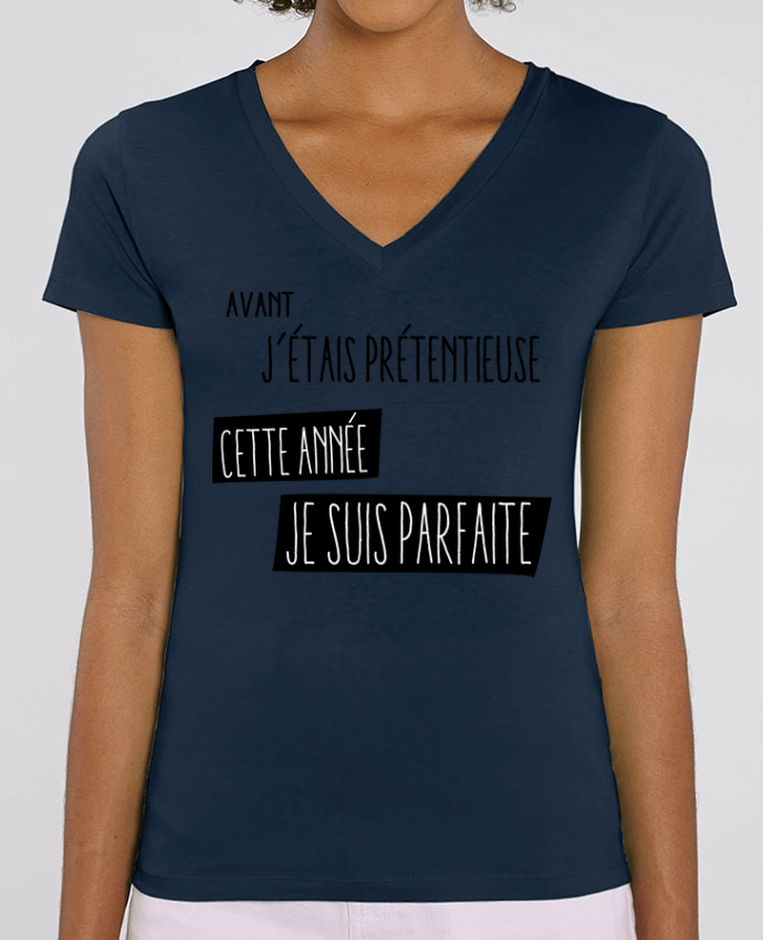 Camiseta Mujer Cuello V Stella EVOKER Proverbe pretentieuse Par  jorrie