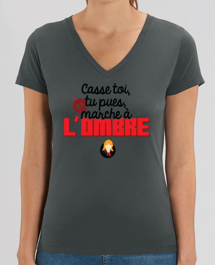 Camiseta Mujer Cuello V Stella EVOKER Renaud Casse toi, tu pues et marche à l'ombre Par  PTIT MYTHO