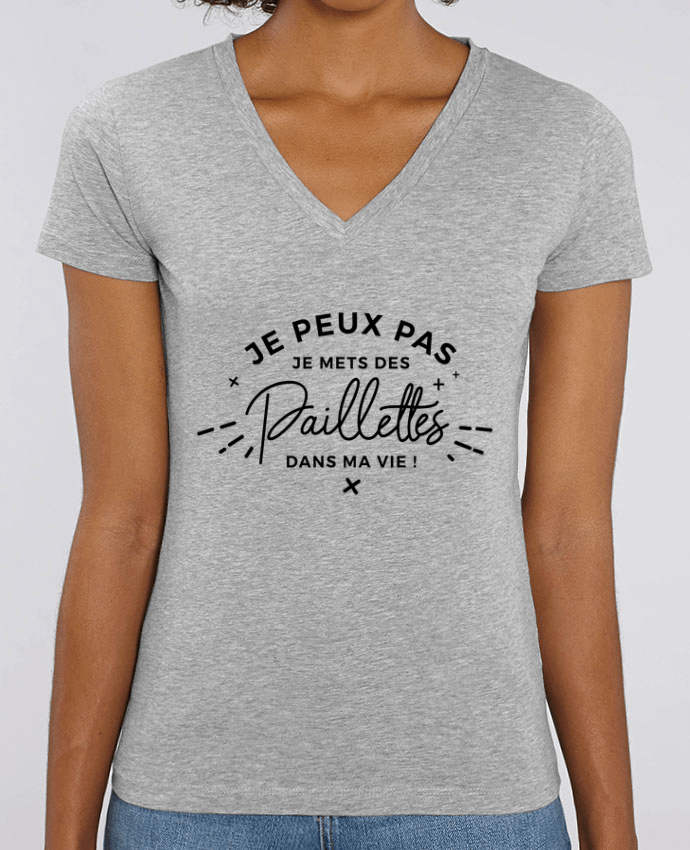 Tee Shirt Femme Col V Stella EVOKER Paillettes Coton BIO Tunetoo