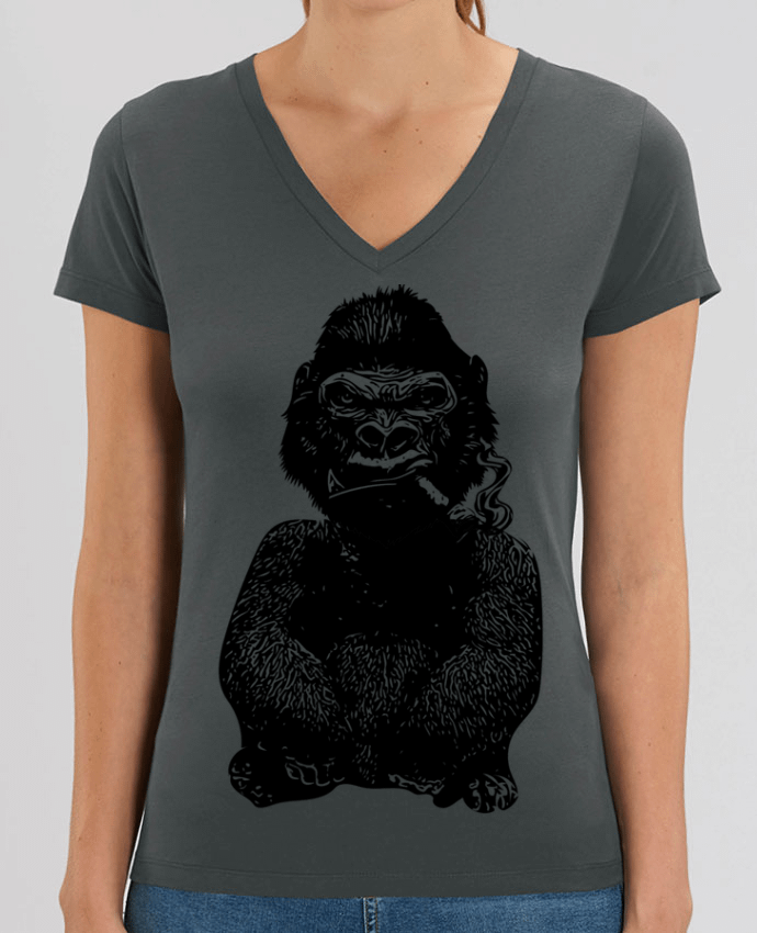 Women V-Neck T-shirt Stella Evoker Gorille Par  David