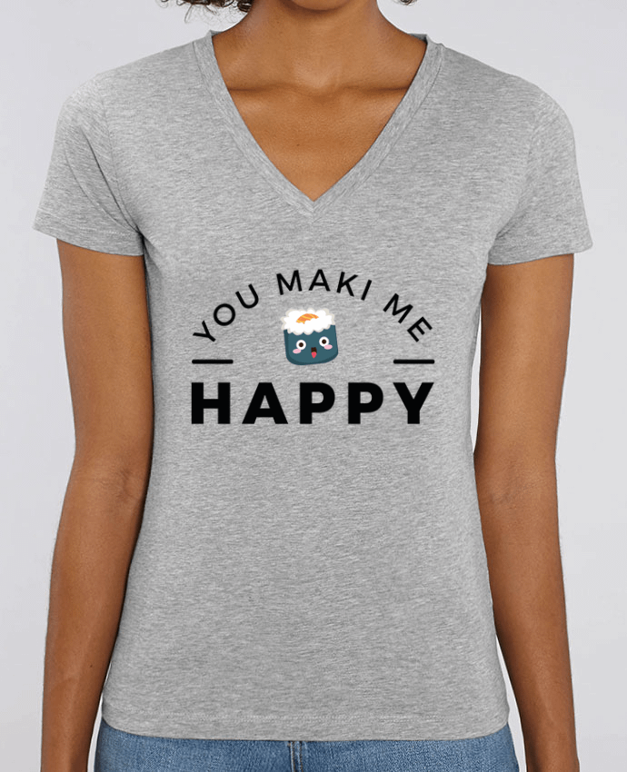 Women V-Neck T-shirt Stella Evoker You Maki me Happy Par  Nana