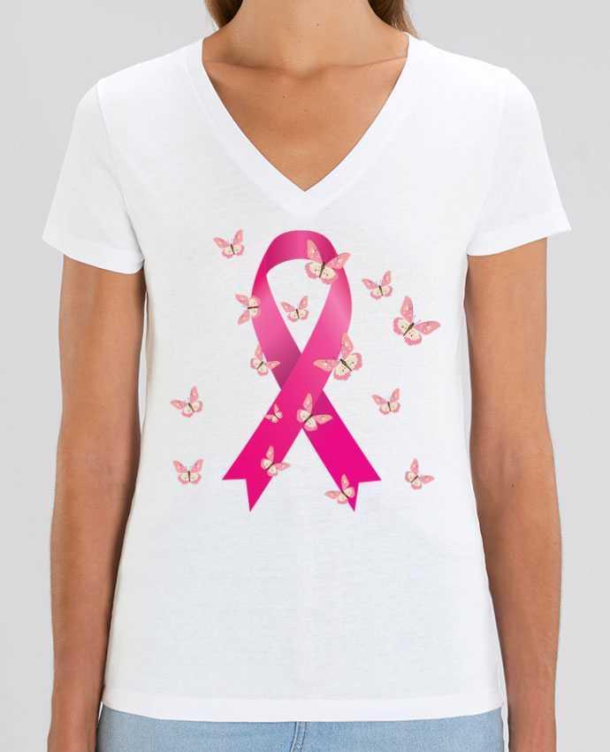 Tee Shirt Femme Col V Stella EVOKER Lutte contre le cancer Par  jorrie