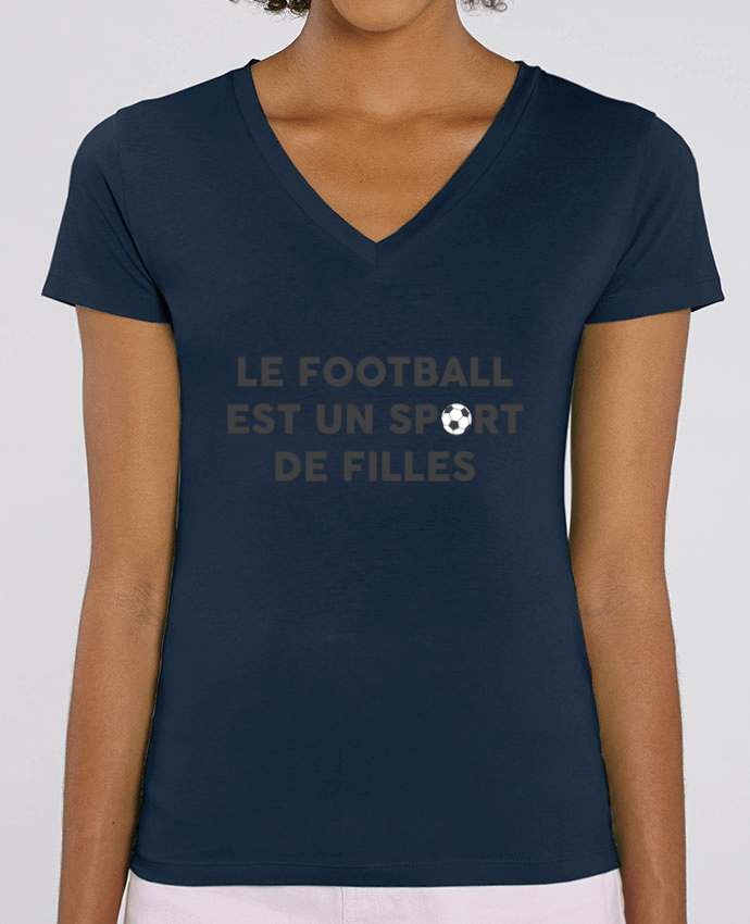 Camiseta Mujer Cuello V Stella EVOKER Le football est un sport de filles Par  tunetoo