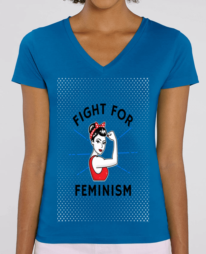 Camiseta Mujer Cuello V Stella EVOKER Fight for féminism Par  Vise Shine your life