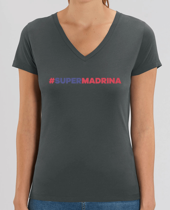 Camiseta Mujer Cuello V Stella EVOKER #SUPERMADRINA Par  tunetoo