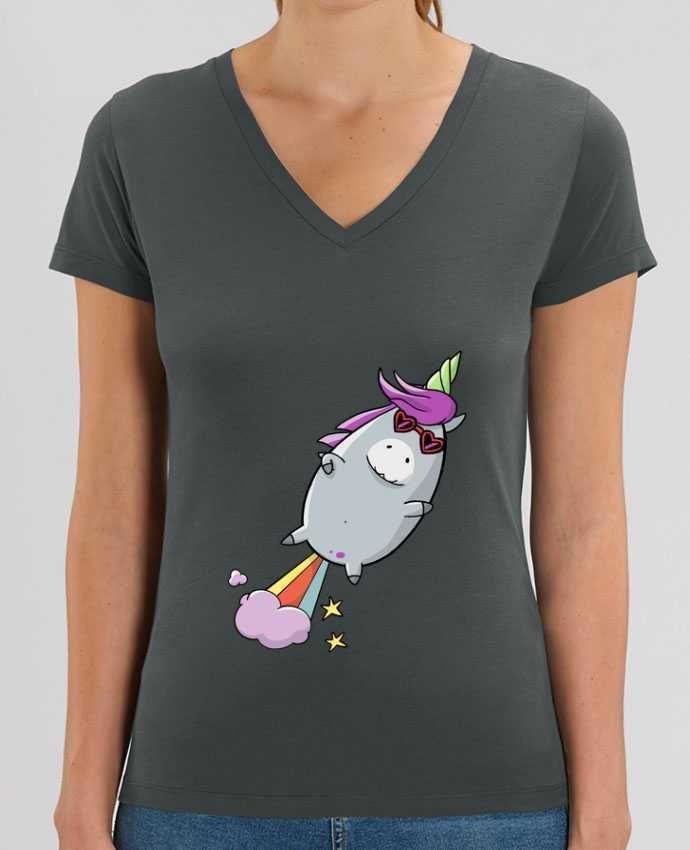 Tee Shirt Femme Col V Stella EVOKER Licorne à propulsion naturelle Par  Tomi Ax - tomiax.fr