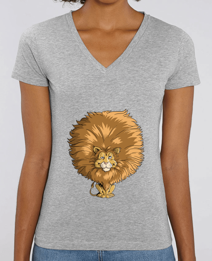 Tee Shirt Femme Col V Stella EVOKER Lion à grosse crinière Par  Tomi Ax - tomiax.fr