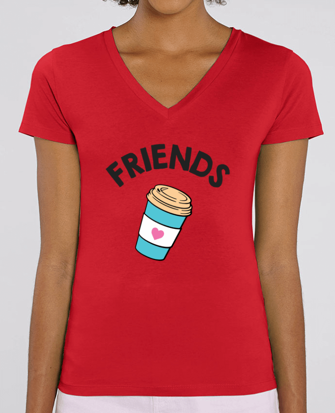 Camiseta Mujer Cuello V Stella EVOKER Best Friends donut coffee Par  tunetoo