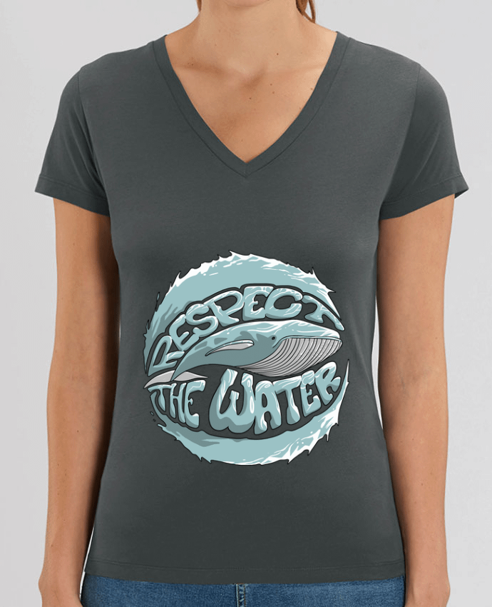 Camiseta Mujer Cuello V Stella EVOKER REspect the Water - Whale Par  Tomi Ax - tomiax.fr
