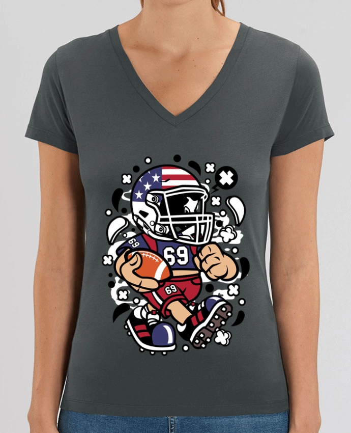 Tee Shirt Femme Col V Stella EVOKER Football Américain Cartoon | By Kap Atelier Cartoon Par  Kap Atelier