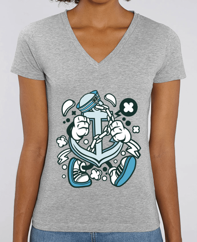 Camiseta Mujer Cuello V Stella EVOKER Ancre de bateau Cartoon | By Kap Atelier Cartoon Par  Kap Atelier