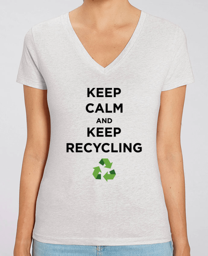 Tee Shirt Femme Col V Stella EVOKER Keep calm and keep recycling Par  tunetoo