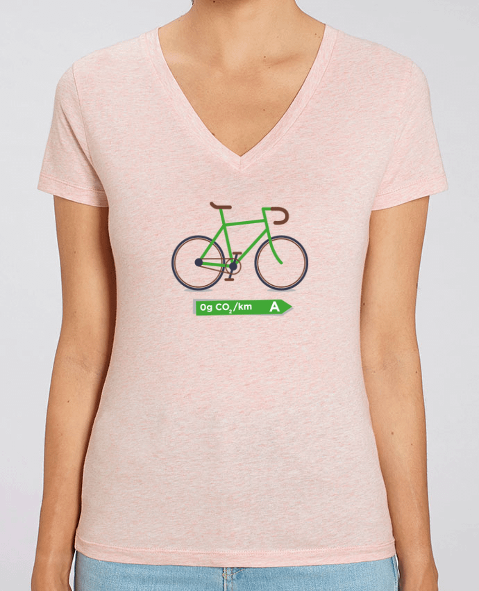 Camiseta Mujer Cuello V Stella EVOKER Vélo écolo Par  tunetoo